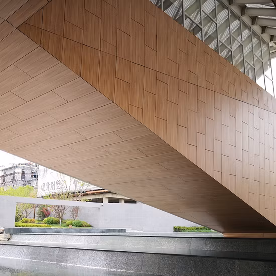 Placage de revêtement de mur extérieur de surface en bois stratifié compact